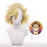 Douma Cosplay Wig Demon Slayer  Short Blonde Heat Resistant Synthetic Hair