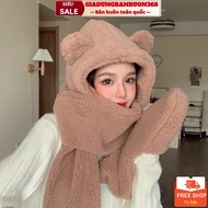 Jml04 Bear Ear Wool Hat With 3-In-1 Super Beautiful Jussy 3-In-1 Towel And Ears Style Warm Thick Fleece Hat - TShip