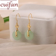 Saudi Gold 18k Pawnable Legit Chinese Style Safe Buckle Jade Earrings Women's Gentle Ear Hook