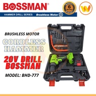 BHD-777 BOSSMAN ECO Series 2.0Ah 20V Brushless Cordless Impact Hammer Drill with Tools Kit [BHD-777/