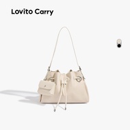 (lovito Carry) Elegant Ruched Small Shoulder Bag for Women LR19E405 (Lovito Carry) Beg Kecil Berceka