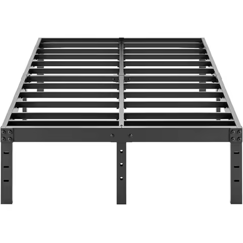 Metal Bed Frame - 16 Inch Tall Black Basic Steel Slats Platform, Easy Assembly Heavy Duty Noise Free