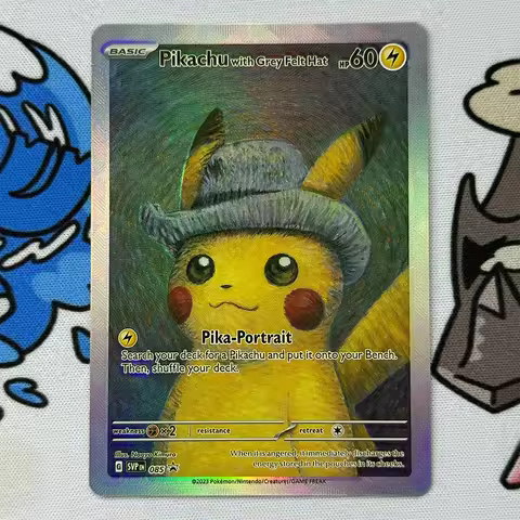 Proxy 2023 Scarlet & Violet Promos P.M. Card Black Promo #085 Pikachu Grey Felt Hat P.M. X Van Gogh 