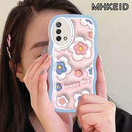 MHKEID Casing Ponsel untuk OPPO A74 4G A95 4G F19 F19S Reno 6 Lite Reno 6 4G Case 3D pola bunga berwarna kreatif batas HP transparan Kesing silikon casing transparan perlindungan kamera Softcase