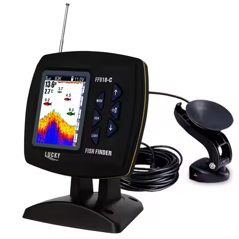 LUCKY FF918-C100DS Dual Frequency Echo Fish Finder 328ft/100m Wired Sensing Fish Finder Underwater F