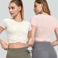 Ellea Sports Tops Summer Basic U Neck Breathable Crop Top Tanktop Women's Sports T-Shirt Yoga Gym Pi