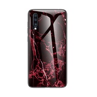 For Samsung A70, A70S, Classic marble patterned phone case, high-quality explosion-proof glass prote