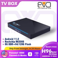 EVOTECH H96MAX RK3566 8GB DDR 64/128GB Mini Tv Box Malaysia Android 11  2.4G &amp; 5G WiFi Bluetooth 8K Decode