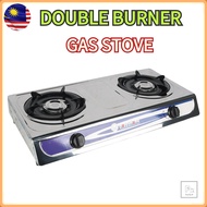 Double Burner Gas Cooker Stove Infrared Gas Regulator Complete Set Cast Iron Stainless Steel