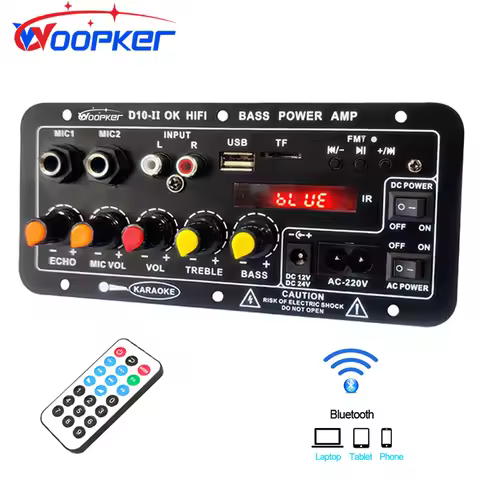 Woopker D10-II Bluetooth Audio Amplifier Board with LED Screen 30-120W for 4 Ohm Speaker Home Power 