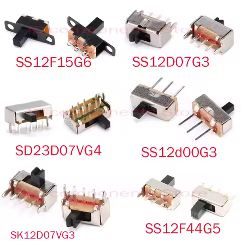 20PCS SS12D00 SS12D00G3 SS12F15G6 SS12F15 Mini Toggle Switch Handle 3/6mm SPDT Slide Switch 1P2T SS1