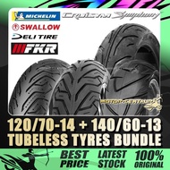 TAYAR MCR/MICHELIN/SWALLOW/DELI/FKR TUBELESS TYRE RS900,URBAN/CITY GRIP 2,SAMURAI 120/70-14+140/60-1