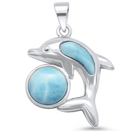 Oxford Diamond Co Sterling Silver Natural Larimar Charm Pendants Beach Vacation Marine Life!