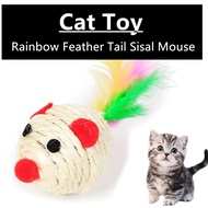 White Sisal Mouse For Cats And Kittens Cat Toy Pet Toy Mainan Kucing Bola Tikus Sisal (4.5cm)