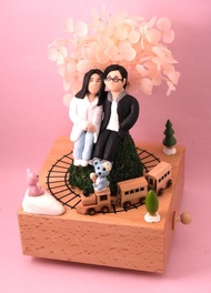 客製化人物旋轉音樂盒,提供相片客製人物造型,小火車可隨著音樂旋