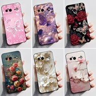 For Google Pixel 6 / Pixel 6 Pro Case Luxury Fashion Butterfly Flowers Black Jelly Soft TPU Silicone