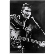 Elvis Presley and Guitar Poster Decorative Painting Canvas Wall Art Living Room Poster Bedroom Paint
