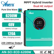 Anern Hybrid Inverter 4.2KW/6.2KW MPPT Pure Sine Wave Solar Inverter 24V/48V 500VDC PV Input Hybrid
