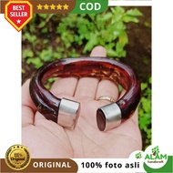 Gelang Pria Akar Bahar Asli Merah Alpaka Perak