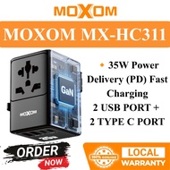 MOXOM MX-HC311 GaN 35W Power Delivery Fast Charging Universal Travel Adapter 2 USB 2 Type C