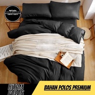 Mutiara Sprei Bedcover Set Bahan Katun Cvc Lokal Premium Motif Hitam Sprey Badcover Polos 180x200 16