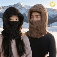 [beautymart]  Cold Weather Hat Pullover Hat Women's Winter Fleece Balaclava Set Windproof Ski Face M