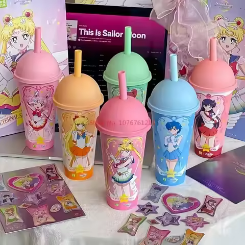 Sailor Moon Color Changing Insulated Straw Cup Anime Character Printed Reusable Gift For Girls Girlf