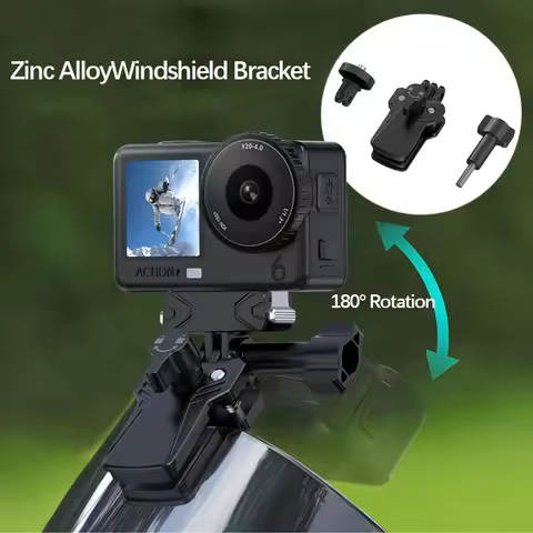 Motorcycle Windshield Action Camera Clamp Mount, Compatible with GoPro、Hero、DJI Osmo 360/Osmo NANO、A
