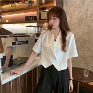 Blazer Jacket Women's fashion spring and summer short sleeve design sense minority suit short loose French style foreign style top