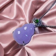 冰種紫羅蘭翡翠葫蘆吊飾 18K金鑽石鑲嵌 | 天然緬甸玉A貨翡翠 |