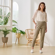 [CUMAR] Buckle Budded Edge Elastic Narrow Pants Card Gray