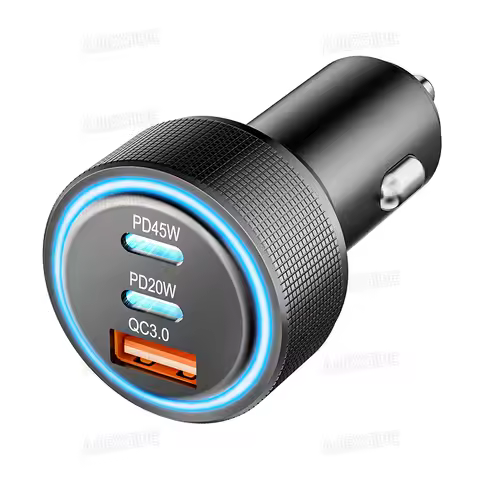 USB C Car Charger, 3-Port 67W Dual USB-C & USB-A Car Power Adapter PD/QC Fast Charging Cigarette Lig