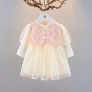 baju raya baby gir baju budak pere Rok bayi perempuan pakaian musim bunga dan musim luruh gaya barat