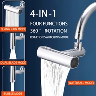 Rotation 4 in 1 Waterfall Kitchen Faucet 4-Function Kitchen Sink Spray Nozzle High Pressure Kitchen Tap for Kitchen Sink