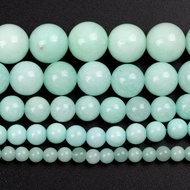 4mm-12mm Natural Smooth Amazonite Stone Round Beads for Jewelry Making Diy Bracelets Necklace 15"