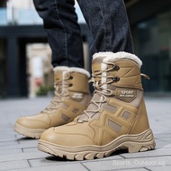 Ready Stock Men Snow Boots Plus Wool Long Tube Snow Boots Hiking Shoes Combat Boots Fashion Casual S