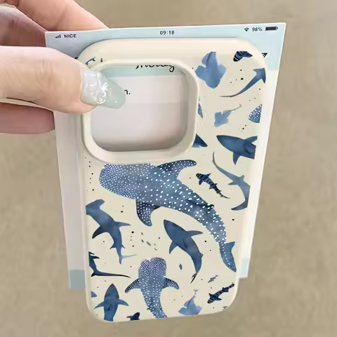 Cartoon Sharks Case For iPhone 16 Pro Max Funda iPhone 16e 15 14 Pro Max 13 12 11 17 Air Shockproof 