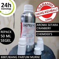 BIBIT BIANG PARFUM CHEMDEX MURNI AROMA SETARA CRANBERRY PRODUK CHEMDEX REPACK 50 ML SEGEL LABOR TANP