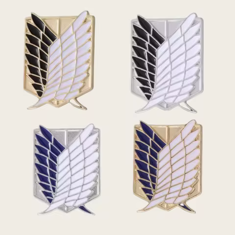 Japanese Anime Attack ON Titan Enamel Pin Eren Jaeger Mikasa Ackerman Jiyuu No Tsubasa Cartoon Brooc