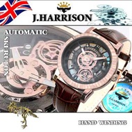 [John Harrison] J. Harrison toxurubiyontaipu with Double-Sided Skeleton Automatic & Hand Wrap Watch 