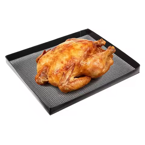 YOMEEI 1Pcs Black Not-stick Baking Mat Barbecue Basket Oven Food Basket Tray Pan Chips Heat-resistan