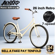 Aenxrd Retro bicycles（26“）Double frame Clamp brake Frame upgrades increased rigidity adult bicycle