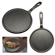 Cast Iron Round Griddle Easy To Clean Flat Skillet Frying Pan for Camping Indoor Outdoor Cooking