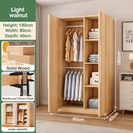 NAIJIA Solid Wood Wardrobe Wooden Wardrobe Storage Cabinet with 6 Shelves Wardrobe 2Doors