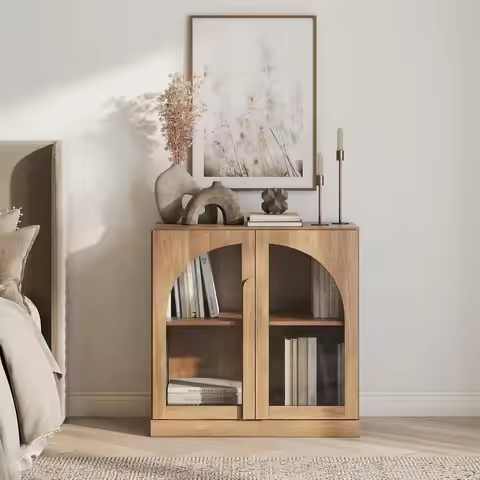 31.5" Modular Sideboard TV Stand w/ Arched Glass Expandable Buffet Media Entryway 70lbs, Customized