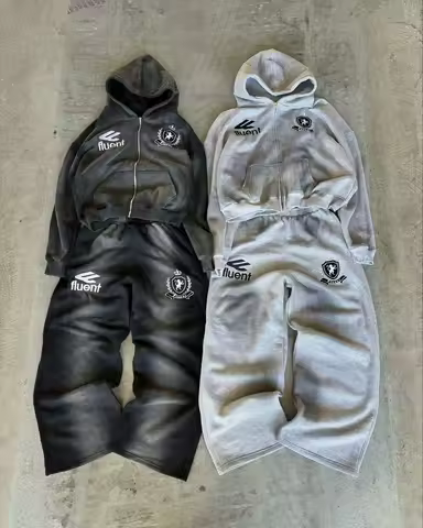 Fashion Brand Embroidered Letters Sportswear Casual Sportswear Color Men's And Women's Oversized Spo