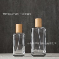 Glass Perfume Bottle 30mL 50mL 100mL Flat Square Perfume Sub-Packaging Packaging Bottle Wooden Cap E