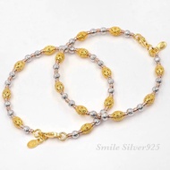 กำไลฉลุDiamond cut ชุบ 3 กษัตริย์ เม็ด Beads Italy  ขนาด 5/4/2.5mm.