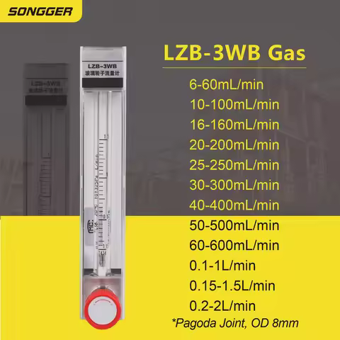 LZB-3WB Glass Float Flow Meter Glass Tube Rotameter Micro Gas Flow Meter for Air Nitrogen Oxygen Adj