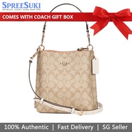 Coach Handbag In Gift Box Crossbody Bag Mollie In Signature Canvas Bucket Bag 22 Light Khaki Chalk # CA582